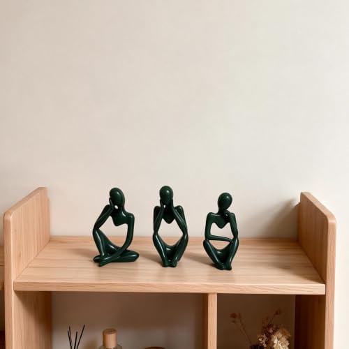 BrownLove 3pcs Green Human Body Abstract Art Decoration, Modern White Art Resin Statue Room Office Shelf Bookcase Decoration (Green, One Size) - Image 5