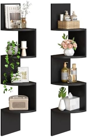 HOOBRO Corner Shelf Wall-Mounted, Set of 2 Floating Corner Shelves for Wall by HOOBRO