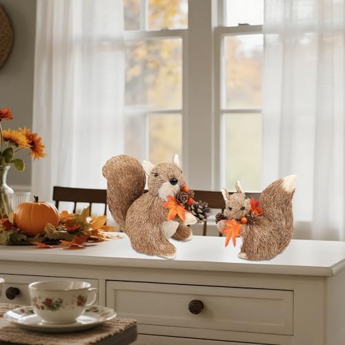 winemana Set of 2 Fall Decorations for Home Squirrels Table Decor - Image 5