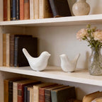 Small Ceramic Birds Statues for Home Decor, Boho Style, Glazed White, 2PCS - Image 5