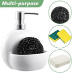 RQYIXI 2-in-1 Ceramic Soap Dispenser with Sponge Holder,White,25 Oz - Image 5