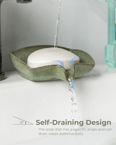 Zoeeker Self Draining Soap Dish, Ceramic Bar Soap Holder with Drainage - Image 3