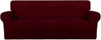 PureFit Stretch Oversized Couch Covers Fleece Sofa Slipcovers Wine | 1-Piece by PureFit
