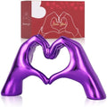 Purple Room Decor Accents, Heart Hand Statues and Sculptures, Purple Shelf Decor Figurines for Home Living Room Office entryway Table top Bohemian Wedding Decor. by DOVDOVHomeDecoration