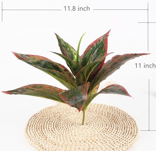 CATTREE Artificial Outdoor Plants, Fake Agave Shrubs Faux Grass Plastic Leaves Greenery Bushes Plant for Home Decor Garden Wedding Party Decorations Indoor Yard UV Resistant Planter Filler Red 4 Pack - Image 5
