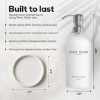 White Glass Dish Soap Dispenser for Kitchen Sink by Brighter Barns - Modern Kitchen Soap Dispenser Set - Refillable Glass Bottle with Pump - Neutral Minimalist Home Decor in Airbnb, Restaurant (White) - Image 3