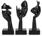 3 Pcs Thinker Large Statue Set - Black Art Abstract Home Accent Figurines for Living Room, Bedroom, Shelves, Office Desktop, Coffee Table Decor, Gift for Women (3 Pcs Black, 9") by oliruim
