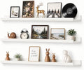 36inch Long Floating Shelves for Wall Decor, 3-Set Shelves with Lip, White by RicherHouse