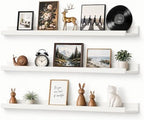 36inch Long Floating Shelves for Wall Decor, 3-Set Shelves with Lip, White by RicherHouse