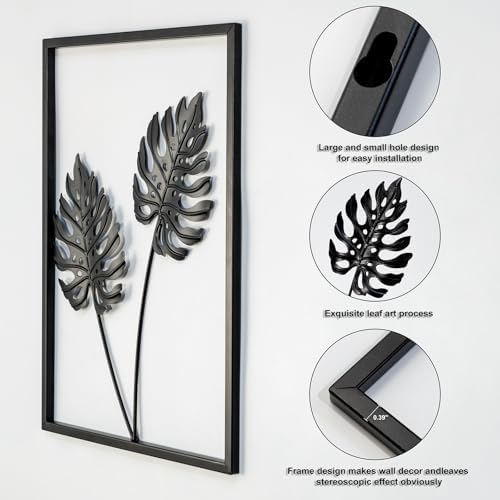 Black Metal Wall Art Frame Decor for Livingroom, 4PCS, Plant Themed, 17x12" - Image 4