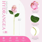 Ttranewsoo Hydrangea Artificial Flowers ,Fall Hydrangeas Artificial Flowers, Fake Fall Dried Hydrangea Decoration,Faux Silk Flower With Stems Winter Decor Indoor and outdoor(Pink 24"8pcs) Without Vase - Image 2