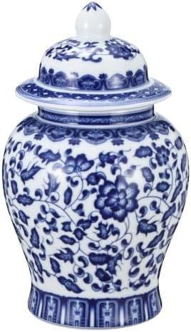 10 inch Blue and White Ginger Jar, Medium Chinoiserie Ginger Jar by Unknown