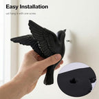 Black 3D Flying Bird Wall Decor Set of 3, Resin Bird Wall Sculptures - Image 5