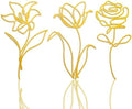 Oubasa 3 Pieces Metal Flowers Wall Arts Decor, Rustic Farmhouse Metal Wall Ornament Art Gold Minimalist Floral Decor for Bathroom Kitchen Bedroom Living Room, 6x10 Inches - Housewarming Gifts by OubasaMakeYourHomeAmazing