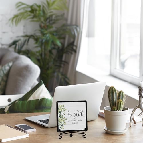 Home Decor, Farmhouse Be Still And Know That I Am God Shelf Decor For Living Room, Christian Gifts For Women Men, Entryway Tv Stand Fireplace Mantle Coffee Table Decoration (Still-12) - Image 5