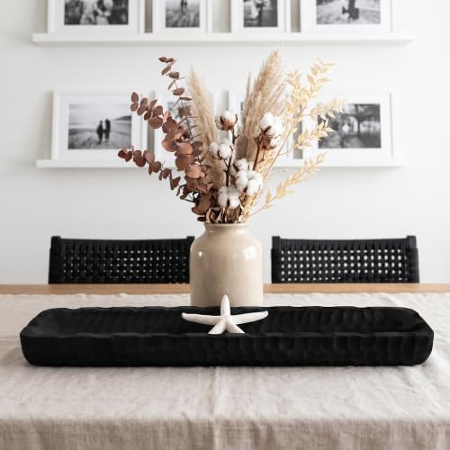 Oakrain Large Wood Dough Bowl, 30" Extra Long Rustic Decorative Bowl, Black - Image 7