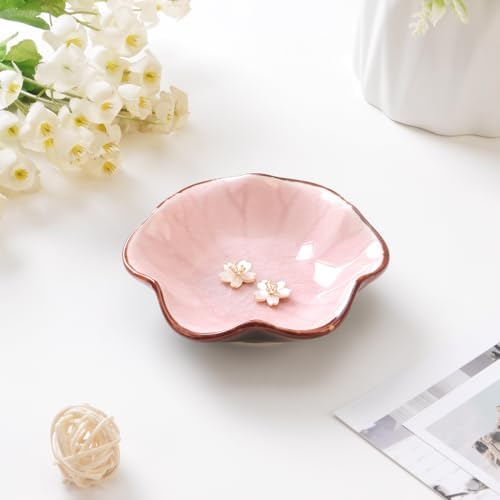 JAMEND CLXP Ice Cracking Leaf Jewelry Dish, Decorative Ring Holder Small Trinket Tray Bowl, Gifts for Daughter Mom Friends, Pink. - Image 2