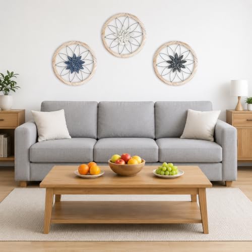 Paquesta 3 Piece Round Farmhouse Wall Decor with 6 Piece Interchangeable Flowers 15.75'' Medallion Wood & Metal Rustic Wall Art for Living Room Bedroom Kitchen Bathroom Dining Room Home Decorations (large black wheel) - Image 4