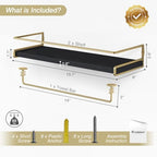 Forbena Black and Gold Bathroom Floating Shelves for Wall, Decorative Wall Mounted Shelves for Kitchen Coffee Bar Station Organizers and Storage, Hanging Shelving Unit for Bedroom Living Room (2-Pack) - Image 3