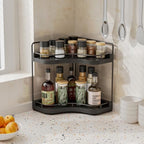 2-Tier Corner Bathroom Counter Organizer for Storage, Black - Image 5