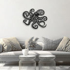 Octopus Metal Wall Decor - Gothic Nautical Room Decor Wall Art Home Decor for Living Room, Bedroom, Dining Room, Bathroom, Office, Coastal, Beach (Black) - Image 6