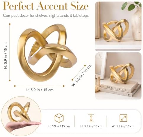 Gold Knot Decor for Coffee Table Book,Chain Link Decor for Bookshelf Entry Table TV Stand,Knot Sculpture for Home Living Room,Accent Decoracions para sala,adornos para sala Modernos - Image 5