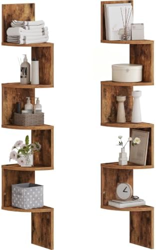 HOOBRO Corner Shelf Wall-Mounted, Set of 2 Floating Corner Shelves for Wall by HOOBRO