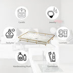 Dobbyby Vanity Tray Makeup Organizer Cosmetics Storage Bathroom Skincare Organizer Countertop Display Rack in Dresser Stainless Steel Shelf Marble Print Ceramic Trays - Image 2
