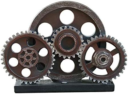 Industrial Steampunk Gear Train Figurine, Cog Wheel Statue, Resin Model, Home Bar Décor Ornament 7.7" H Copper by Rmdusk