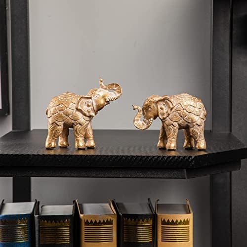 Small Elephant Statues Gold Home Decor Elephant Figurines with Trunk Up - Image 6
