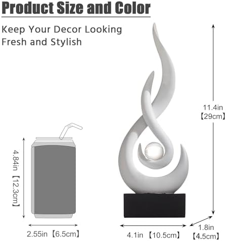Modern Abstract Art Table Decoration,Resin Flame Statue Modern Centerpiece Ornaments for Living Room Great Gift Idea Home Decor,Collectibles (White) - Image 2