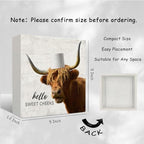 Highland Cow Bathroom Decor - Hello Sweet Cheeks Bathroom Decor, Rustic Highland Cow Western Wood Sign, 5 X 5 Inches - Image 2