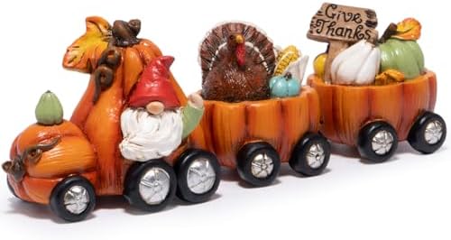 Hodao 8.5IN Fall Pumpkin Figurines Thanksgiving Decorations for Indoor Home by Hodao