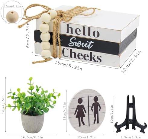 Rustic Wooden Bathroom Shelf Decor Signs with Unique Sayings - Image 2