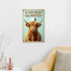 Vintage Funny Highland Cow with Toilet Roll Graphic,Durable Rustproof Aluminum Sign, Country Style Wall Ornament for Lavatory Cabin, Whimsical Bathroom Decor Gift Plaque 8x12 Inch - Image 2