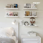 RICHER HOUSE 5-Set Floating Shelves with Lip, White Wall Mounted Wood Shelf - Image 5