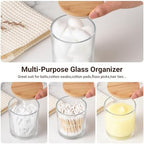 2 Pack Glass Qtip Holder Dispenser Set - Q Tip Holder for Bathroom Canister Qtip Dispenser with Lid for Cotton Balls, Swabs, Floss Picks, and Makeup Sponges ,Transparent,Large Capacity - Image 5