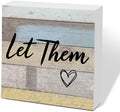 Let Them Wooden Sign, Office Decorations for Work, Let Them Mental Health Rustic Wood Box Signs 5x5 Inch, Desk Shelf Tabletop Decor for Home Cubicle Decor, Office Gifts for Coworkers Women, 15 by scodilo