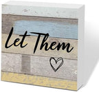 Let Them Wooden Sign, Office Decorations for Work, Let Them Mental Health Rustic Wood Box Signs 5x5 Inch, Desk Shelf Tabletop Decor for Home Cubicle Decor, Office Gifts for Coworkers Women, 15 by scodilo