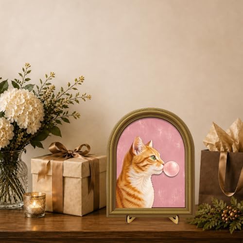 Whimsical Cat Bubble Gum Pink Wall Art Sign Funky Table Decor - Image 7
