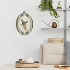 dvhdajed Vintage Mallard Duck Oval Wall Art Decor, Cabin Mallard Ducks Green Striped Framed Canvas Art, Duck Hunting Decorations, Rustic Animal Wall Hanging Decor for Toddler Room Bedroom, 8.7x11.3 - Image 2
