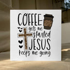 Christian Coffee Decor Wood Sign, Farmhouse Kitchen Wall Art with Inspirational Quote, Religious Rustic Wood Box for Coffee Bar, Shelf, Desktop - Image 5