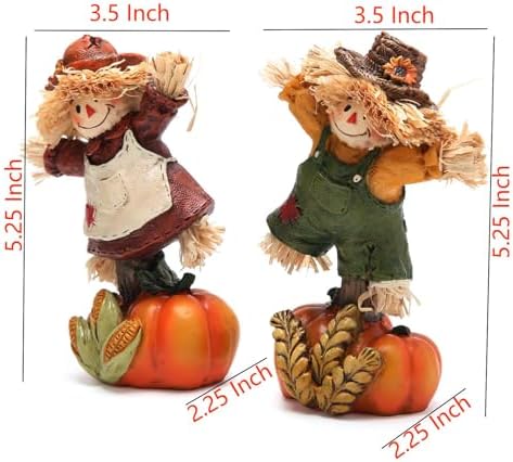 Hodao Fall Scarecrow Pumpkin Figurines, Thanksgiving Decor for Home - Image 5