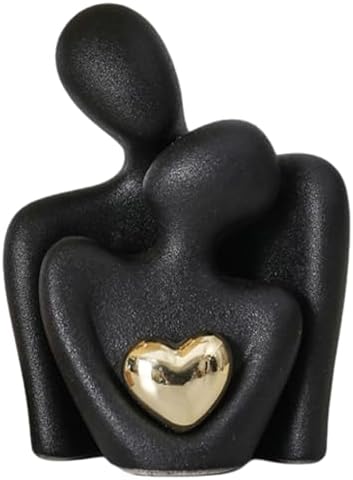 Ceramic Couple Statue - Modern Shelf Decor Knick Knacks for Shelves, Valentine's Day Wedding Gifts, Home Decor for Living Room, Bedroom, Bookshelf & TV Stand - Small Figurines(Black) by GJFASGF