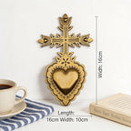 MVTDONT Sacred Heart Wall Cross, Antique Gold Decorative Wall Cross for Home Decor, Vintage Catholic Religious Cross Hanging, Christian Wall Art for Living Room Bedroom - Image 4