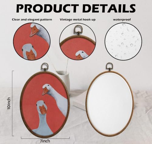 Whimsical Goose Art for Bathroom, Cottage Core Oval Wall Decor, Waterproof - Image 2