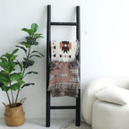 FUIN Blanket Ladder, 57in Rustic Solid Wood Decorative Ladder, Black - Image 2