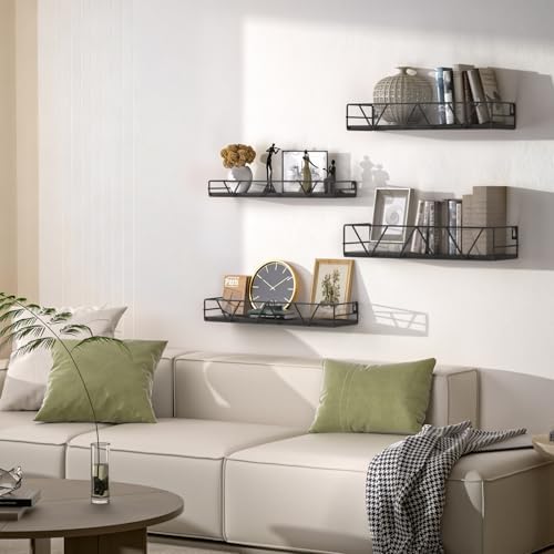 Floating Shelves Set of 4, Wood Wall Shelf, Farmhouse Shelf for Bedroom - Image 2