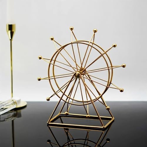 Ferris Wheel Bookshelf Decor Gold Modern Gift - Shelf Decor Accents Ornament - House Decorations Living Room - Fireplace or Desk Decor - Entryway Decor. (Art Deco) - Image 6