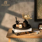 Hanobe Round Decorative Tray with Beaded Edge, Distressed Dark Brown Finish - Image 5